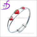 925 sterling silver jewelry wholesale enamel strawberry Bangle